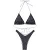 imageSUUKSESS Women Sexy Thong String 2 Piece Bikini Set Cheeky Halter Swimsuit71 Black White Polka Dots