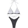 imageSUUKSESS Women Sexy Thong String 2 Piece Bikini Set Cheeky Halter Swimsuit71 Black White Polka Dots