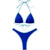 imageSUUKSESS Women Sexy Thong String 2 Piece Bikini Set Cheeky Halter Swimsuit71 Blue Color Block