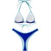 imageSUUKSESS Women Sexy Thong String 2 Piece Bikini Set Cheeky Halter Swimsuit71 Blue Color Block