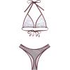imageSUUKSESS Women Sexy Thong String 2 Piece Bikini Set Cheeky Halter Swimsuit71 Brown Striped