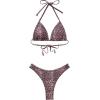 imageSUUKSESS Women Sexy Thong String 2 Piece Bikini Set Cheeky Halter Swimsuit71 Cheetah