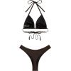 imageSUUKSESS Women Sexy Thong String 2 Piece Bikini Set Cheeky Halter Swimsuit71 Dark Brown
