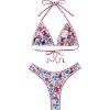 imageSUUKSESS Women Sexy Thong String 2 Piece Bikini Set Cheeky Halter Swimsuit71 Red Floral Print