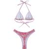 imageSUUKSESS Women Sexy Thong String 2 Piece Bikini Set Cheeky Halter Swimsuit71 Red Floral White