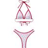 imageSUUKSESS Women Sexy Thong String 2 Piece Bikini Set Cheeky Halter Swimsuit71 White Red Polka Dots