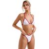 imageSUUKSESS Women Sexy Thong String 2 Piece Bikini Set Cheeky Halter Swimsuit71 White Red Polka Dots