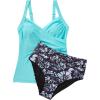 imageSUUKSESS Women Sexy Twist Push Up Tankini Swimsuit Tummy Control Bathing Suits72 Aqua Blue Floral