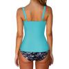 imageSUUKSESS Women Sexy Twist Push Up Tankini Swimsuit Tummy Control Bathing Suits72 Aqua Blue Floral