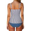 imageSUUKSESS Women Sexy Twist Push Up Tankini Swimsuit Tummy Control Bathing Suits72 Blue Striped