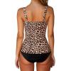 imageSUUKSESS Women Sexy Twist Push Up Tankini Swimsuit Tummy Control Bathing Suits72 Leopard Black