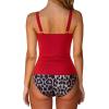 imageSUUKSESS Women Sexy Twist Push Up Tankini Swimsuit Tummy Control Bathing SuitsRed Leopard