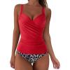 imageSUUKSESS Women Sexy Twist Push Up Tankini Swimsuit Tummy Control Bathing SuitsRed Leopard
