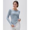 imageSUUKSESS Cloud Cashmere Women Boat Neck Fitted Long Sleeve Shirt Basic Knit TopsAsh Blue