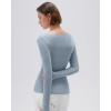 imageSUUKSESS Cloud Cashmere Women Boat Neck Fitted Long Sleeve Shirt Basic Knit TopsAsh Blue