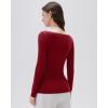 imageSUUKSESS Cloud Cashmere Women Boat Neck Fitted Long Sleeve Shirt Basic Knit TopsBurgundy