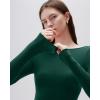 imageSUUKSESS Cloud Cashmere Women Boat Neck Fitted Long Sleeve Shirt Basic Knit TopsDark Green