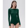 imageSUUKSESS Cloud Cashmere Women Boat Neck Fitted Long Sleeve Shirt Basic Knit TopsDark Green