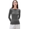 imageSUUKSESS Cloud Cashmere Women Boat Neck Fitted Long Sleeve Shirt Basic Knit TopsGray Ash