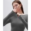 imageSUUKSESS Cloud Cashmere Women Boat Neck Fitted Long Sleeve Shirt Basic Knit TopsGray Ash