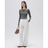 imageSUUKSESS Cloud Cashmere Women Boat Neck Fitted Long Sleeve Shirt Basic Knit TopsGray Ash