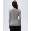 imageSUUKSESS Cloud Cashmere Women Boat Neck Fitted Long Sleeve Shirt Basic Knit TopsHemp Gray