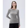 imageSUUKSESS Cloud Cashmere Women Boat Neck Fitted Long Sleeve Shirt Basic Knit TopsHemp Gray