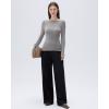 imageSUUKSESS Cloud Cashmere Women Boat Neck Fitted Long Sleeve Shirt Basic Knit TopsHemp Gray