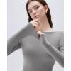 imageSUUKSESS Cloud Cashmere Women Boat Neck Fitted Long Sleeve Shirt Basic Knit TopsHemp Gray