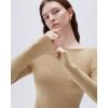 imageSUUKSESS Cloud Cashmere Women Boat Neck Fitted Long Sleeve Shirt Basic Knit TopsPale Khaki