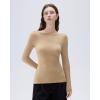 imageSUUKSESS Cloud Cashmere Women Boat Neck Fitted Long Sleeve Shirt Basic Knit TopsPale Khaki