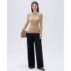 imageSUUKSESS Cloud Cashmere Women Boat Neck Fitted Long Sleeve Shirt Basic Knit TopsPale Khaki