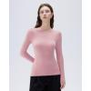imageSUUKSESS Cloud Cashmere Women Boat Neck Fitted Long Sleeve Shirt Basic Knit TopsPink