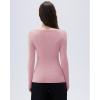 imageSUUKSESS Cloud Cashmere Women Boat Neck Fitted Long Sleeve Shirt Basic Knit TopsPink
