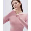 imageSUUKSESS Cloud Cashmere Women Boat Neck Fitted Long Sleeve Shirt Basic Knit TopsPink