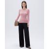 imageSUUKSESS Cloud Cashmere Women Boat Neck Fitted Long Sleeve Shirt Basic Knit TopsPink