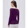 imageSUUKSESS Cloud Cashmere Women Boat Neck Fitted Long Sleeve Shirt Basic Knit TopsPlum
