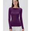 imageSUUKSESS Cloud Cashmere Women Boat Neck Fitted Long Sleeve Shirt Basic Knit TopsPlum