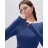 imageSUUKSESS Cloud Cashmere Women Boat Neck Fitted Long Sleeve Shirt Basic Knit TopsRoyal Blue