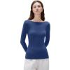 imageSUUKSESS Cloud Cashmere Women Boat Neck Fitted Long Sleeve Shirt Basic Knit TopsRoyal Blue