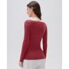 imageSUUKSESS Cloud Cashmere Women Boat Neck Fitted Long Sleeve Shirt Basic Knit TopsWatermelon Red