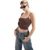 imageSUUKSESS Women Sexy Square Neck Tank Top Summer Y2K Going Out Basic Cami ShirtBrown Polka Dots