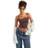 imageSUUKSESS Women Sexy Square Neck Tank Top Summer Y2K Going Out Basic Cami ShirtBrown Polka Dots