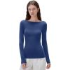 imageSUUKSESS Cloud Cashmere Women Boat Neck Fitted Long Sleeve Shirt Basic Knit TopsRoyal Blue