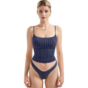 imageSUUKSESS Women Sexy Square Neck Tank Top Summer Y2K Going Out Basic Cami ShirtBlue Polka Dots