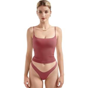 imageSUUKSESS Women Sexy Square Neck Tank Top Summer Y2K Going Out Basic Cami ShirtCarmine Red