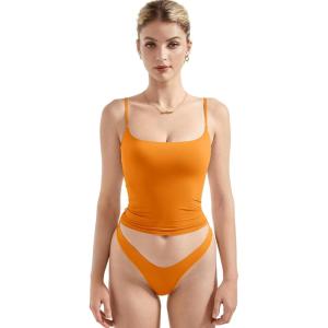 imageSUUKSESS Women Sexy Square Neck Tank Top Summer Y2K Going Out Basic Cami ShirtOrange