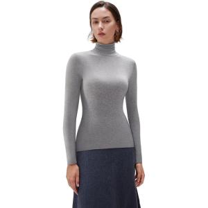 imageSUUKSESS Women Cashmere Turtleneck Long Sleeve Shirt Fitted Fall Basic Thermal Tops Fall FashionHemp Gray
