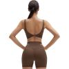 imageSUUKSESS Womens Workout Set Fitness Yoga Pilates Crop Tank Twist Back Cami High Waisted Tummy Control Bike ShortDark Brown