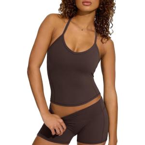 imageSUUKSESS Women Sexy Workout Sets Padded Sports Bra High Waisted Shorts Outfits02 Dark Brown